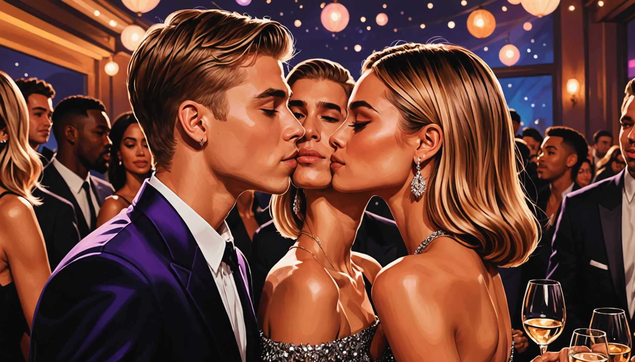 Justin and Hailey Bieber at album party